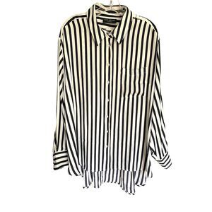 NWT Lane Bryant B/W Striped Long Sleeve Button Down Shirt Sz18/20